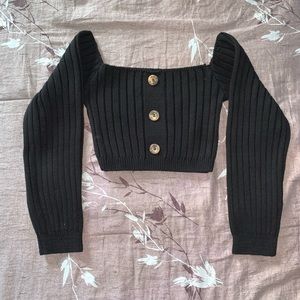 Nasty Gal Black Cropped Sweater